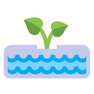 CARTOON IMAGE OF A LEAF GROWING IN A HYDRO TANK