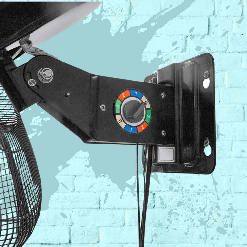 18'' RAM 450mm Heavy Duty Wall Fan black metal speed switch