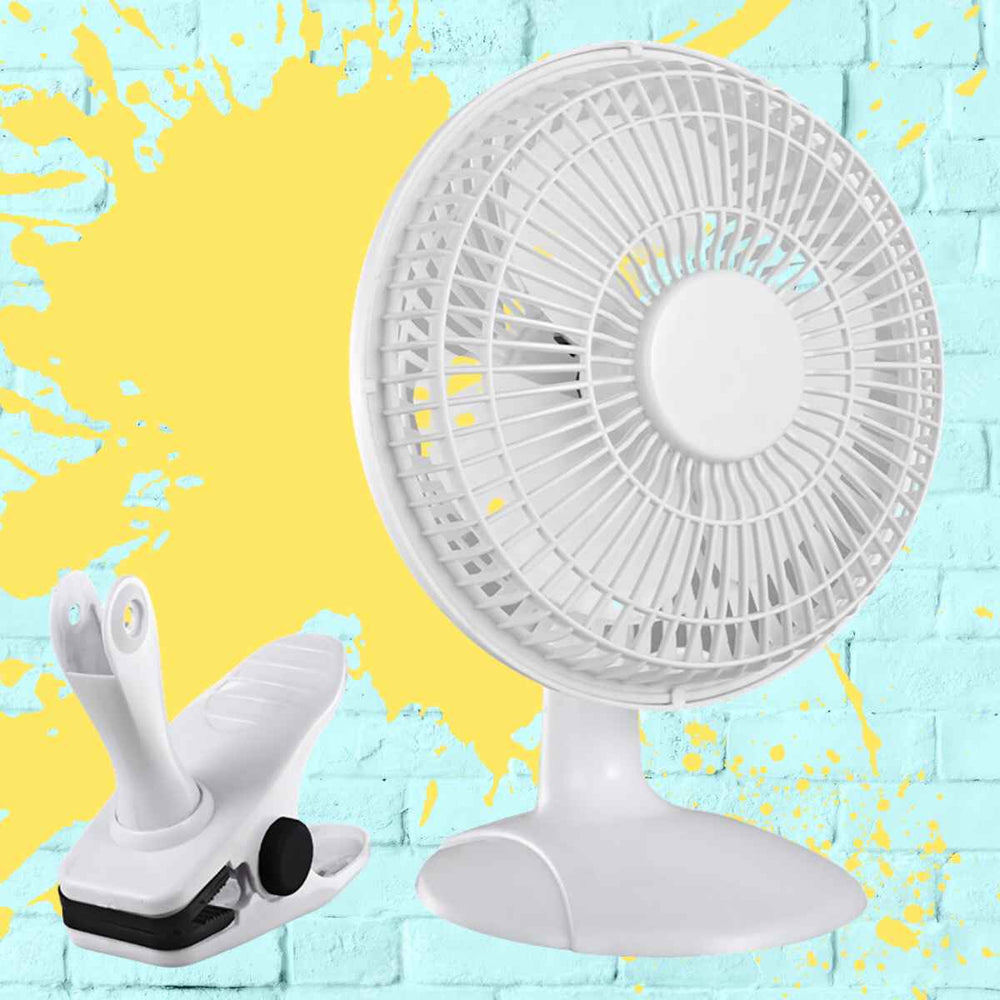 6"(15cm) 2 in 1 Clip on Desk Fan stand and clip fan for grow tent