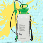 White bottle Green top black hose Side Strap Pressure Sprayer 8L 8 litre tank