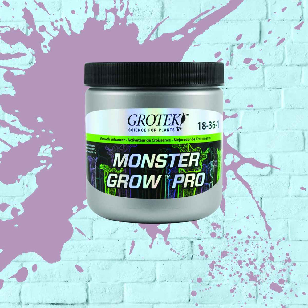 Monster Grow Pro ingredients by Grotek: Blend of organic and mineral nutrients for vegetation.