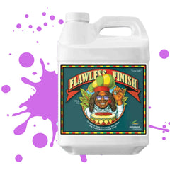 FLAWLESS FINISH 4L BOTTLE ON WHITE BACKGROUND WITH PURPLE PAINT SPLATTER