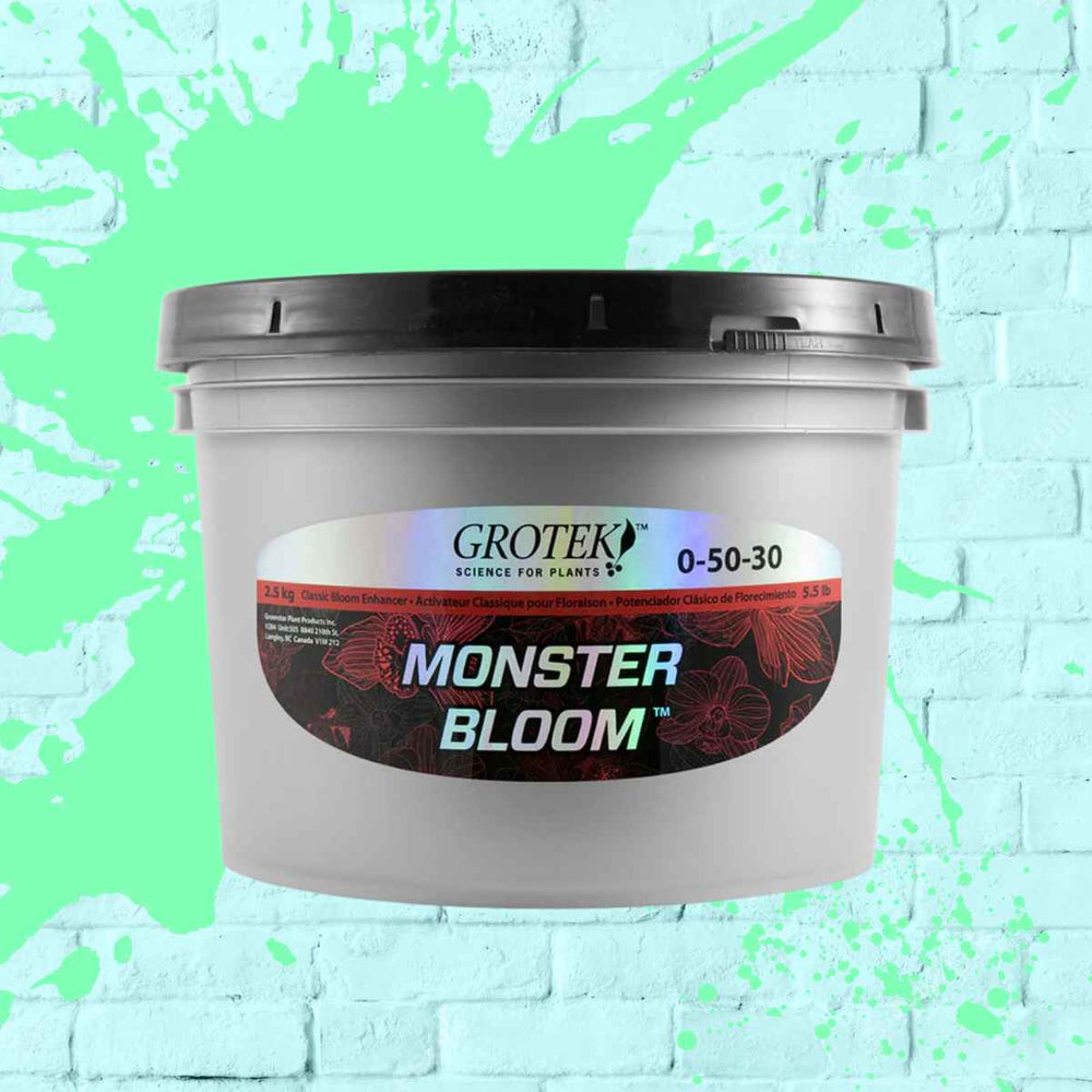 Grotek Monster Bloom logo, best-selling bloom enhancer for plants.