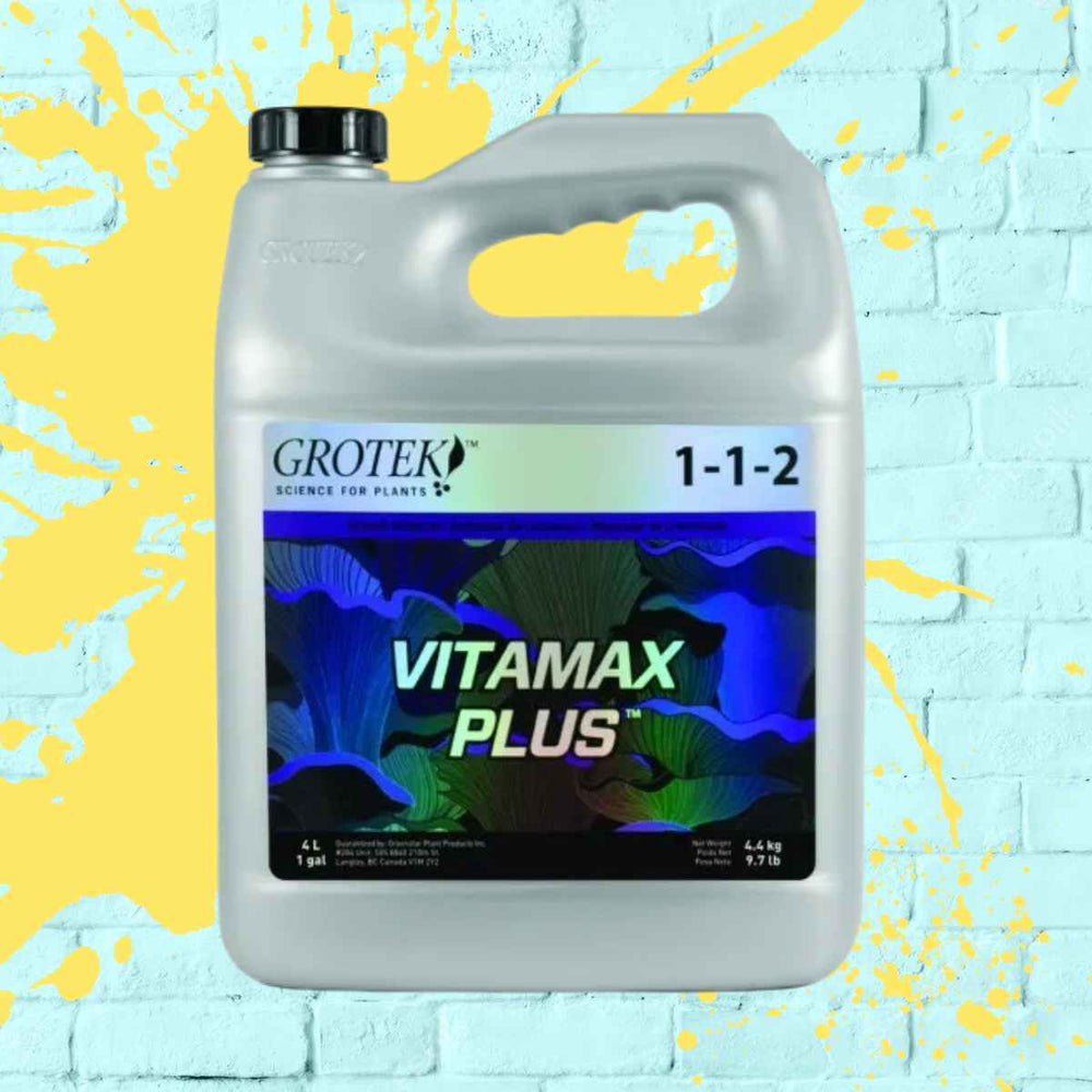 Grotek Vita Max Plus fertilizer bottle, perfect for enhancing plant growth in hydroponics.