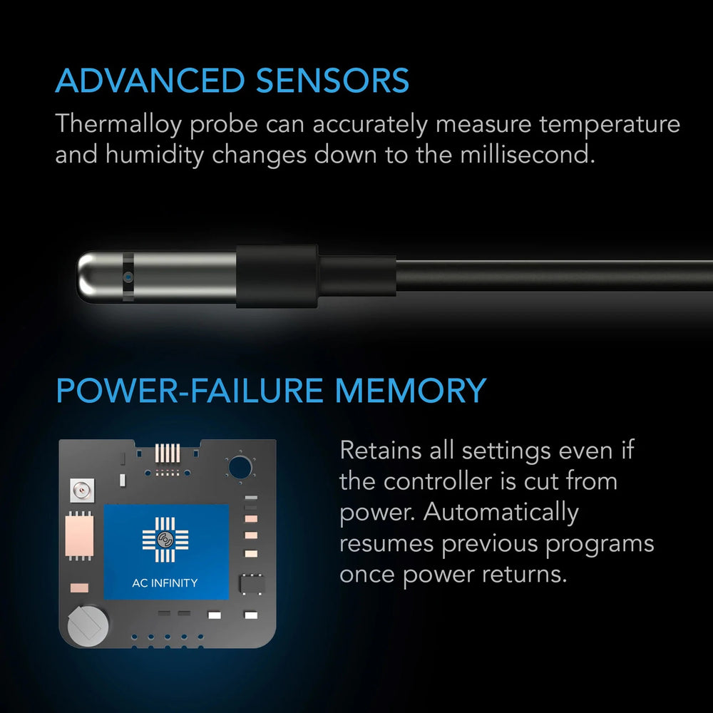 
            
                Load image into Gallery viewer, Advanced Sensors. Thermalloy probe can accurately measure temperature and humidity changes down to the millisecond. Power-Failure Memory: Retains all Setting even if the controller is cut from power. Automatically resumes previous programs once power returns. 
            
        