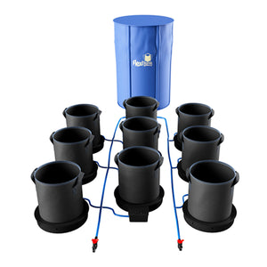 AutoPot XXL 35L 1-100 Pot Systems. Example shown with 9 pots and water tank.