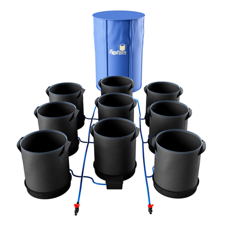 AutoPot XXL 50L 1-100 Pot System. Example shown with 9 pots and water tank.