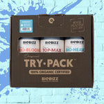 BioBizz Hydro Try Pack Bio Bloom Top Max Bio Heaven 250ml bottles brown box